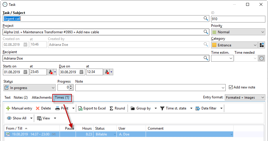 aufgabeneigenschaften_reiter_zeiten_erfasste_zeiten